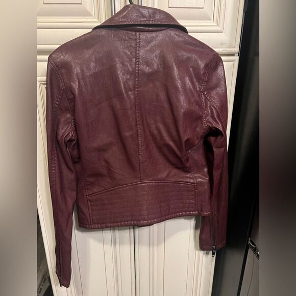 BlankNYC Maroon Vegan Leather Motorcycle Jacket Sz X Small Faux Blank Nyc - Picture 11 of 13